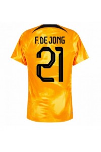 Alankomaat Frenkie de Jong #21 Jalkapallovaatteet Kotipaita MM-kisat 2022 Lyhythihainen